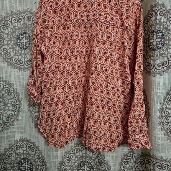 Talbots Orange Patterned Blouse - Picture 2 of 5